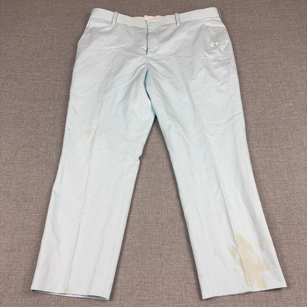Mode Of One Suit Pants Mens 36x35 Light Blue Linen Blend Slim Fit 2 Piece